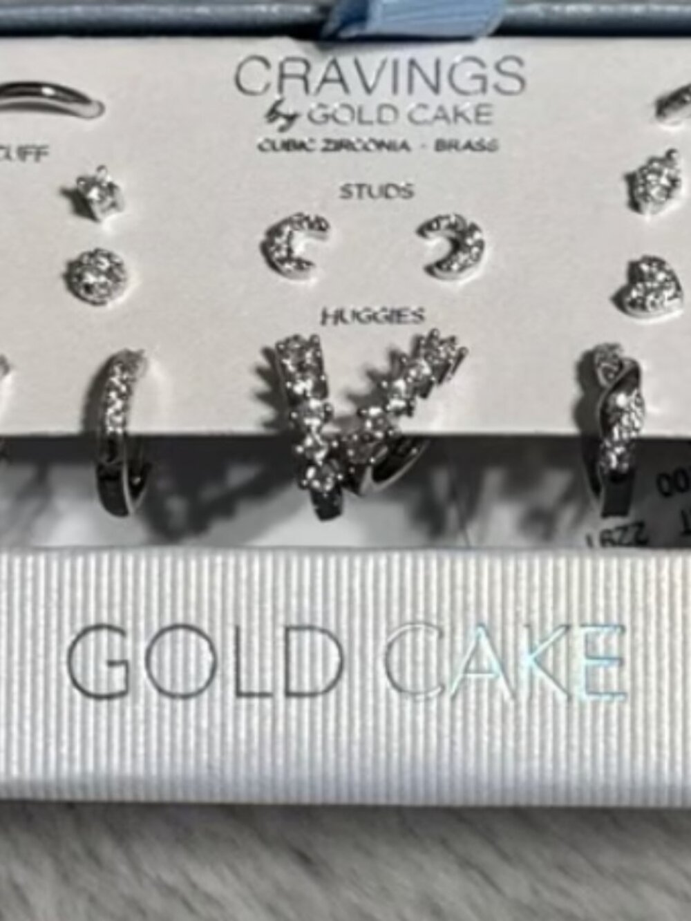 CRAVINGS by Gold Cake CZ and Brass 18 piece Earring Set NWT